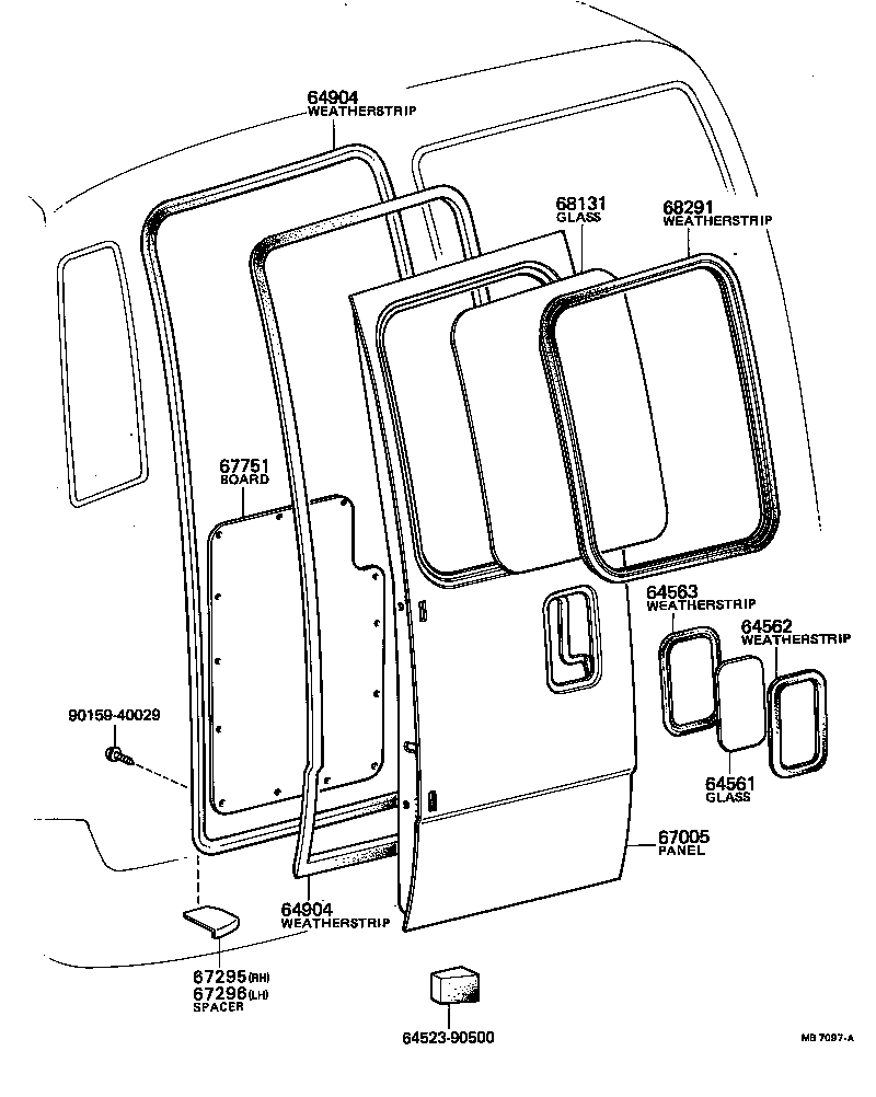 64536-90740 WEATHERSTRIP, BACK DOOR GLASS product image