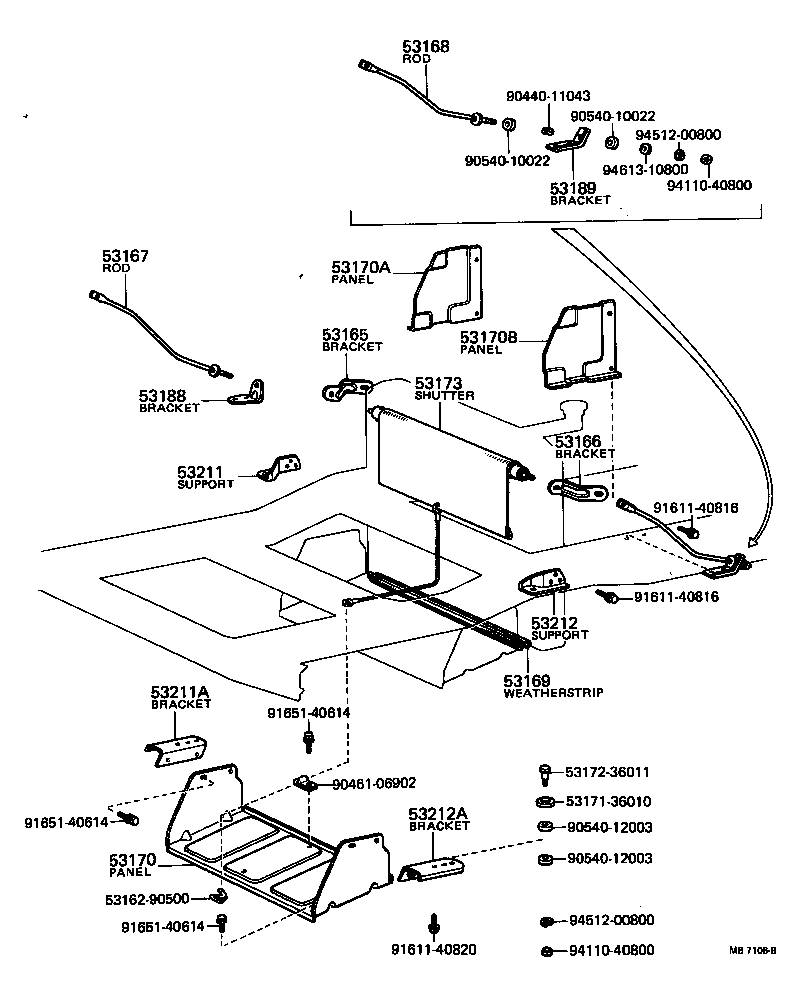 53221-36030 BRACKET, RADIATOR BRACE ROD, RH product image