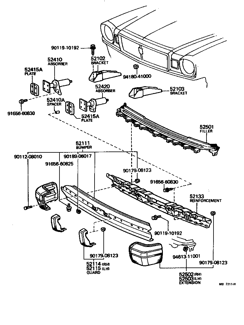 Toyota 52021-22011 REINFORCEMENT, FRONT BUMPER