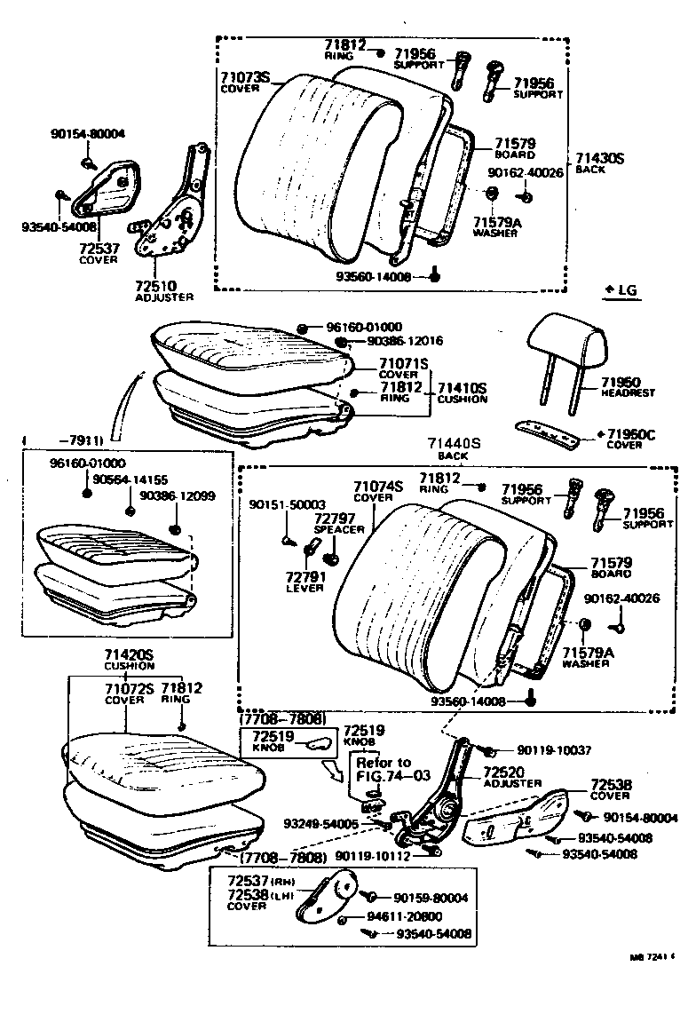 Toyota 71073-22540-02 COVER, FRONT SEAT BACK, RH(FOR SEPARATE TYPE)