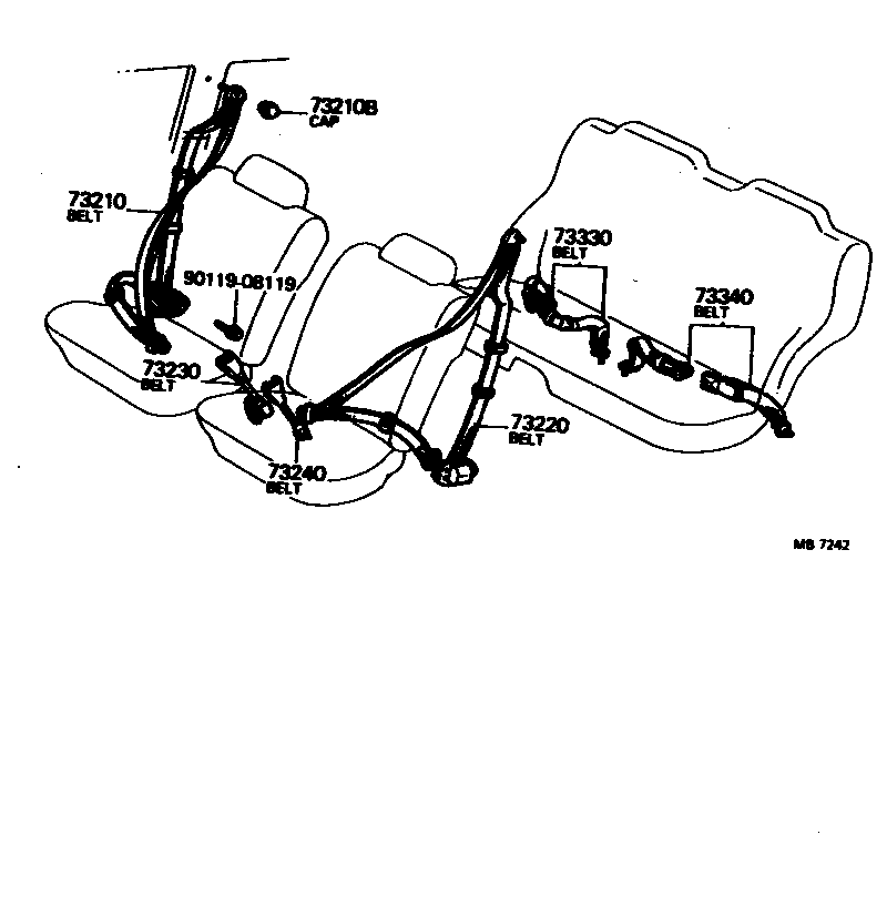 73210-22151-01 BELT ASSY, FRONT SEAT OUTER, RH product image