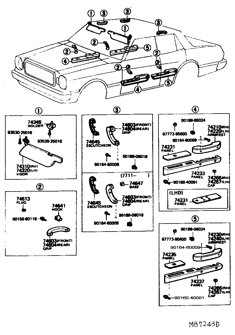 Toyota 74237-30010-05 CAP, DOOR ARMREST, RH