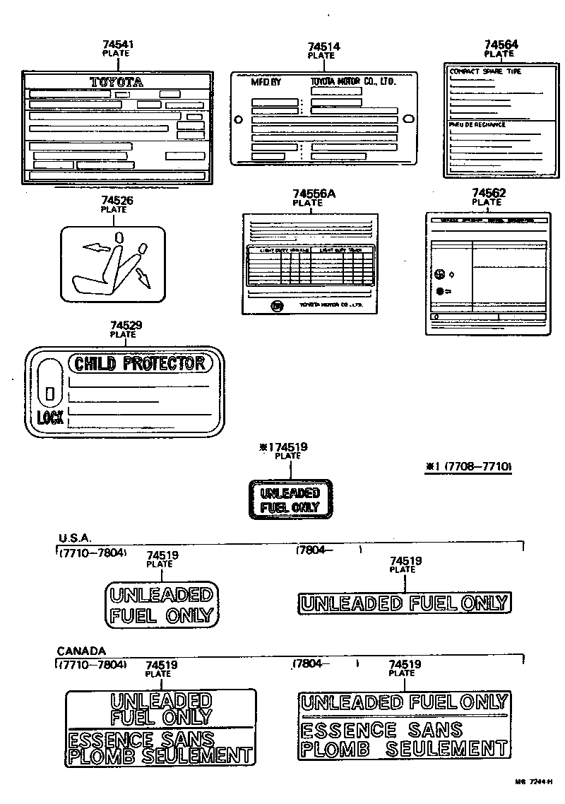 Toyota 42661-22080 PLATE, TIRE PRESSURE CAUTION