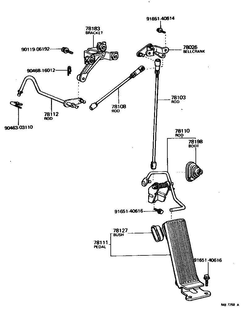 Toyota 78103-22070 ROD SUB-ASSY, ACCELERATOR CONNECTING, NO.1