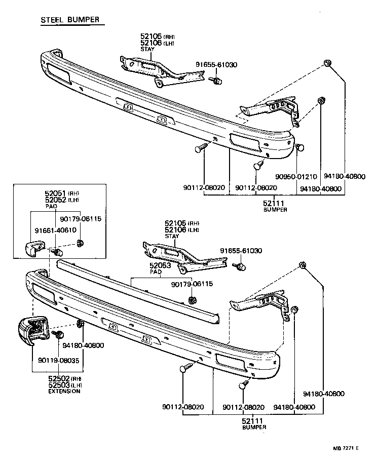 52052-19035 PAD SUB-ASSY, FRONT BUMPER, LH product image