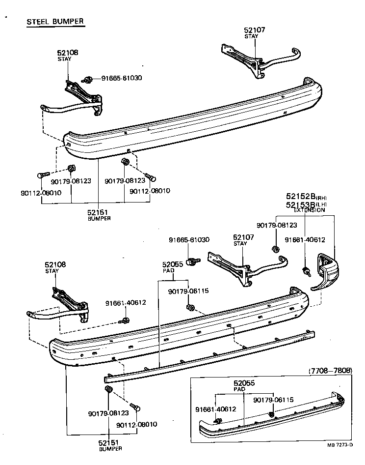 52055-19067 PAD SUB-ASSY, REAR BUMPER product image