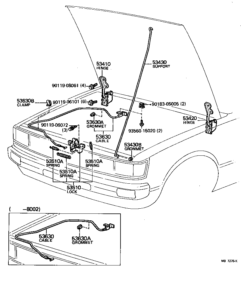 53630-14101 CABLE ASSY, HOOD LOCK CONTROL product image