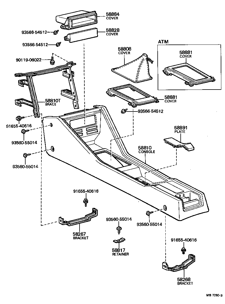58852-14030 BRACKET, CONSOLE BOX SUPPORT, REAR product image