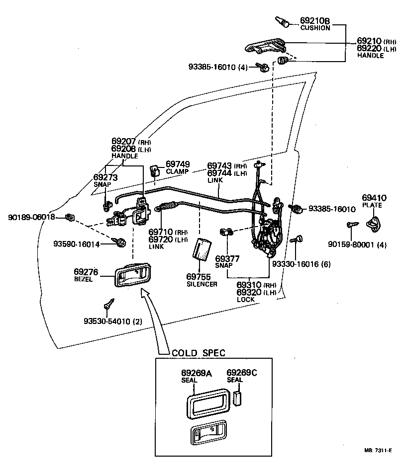 69320-14070 LOCK ASSY, FRONT DOOR, LH product image