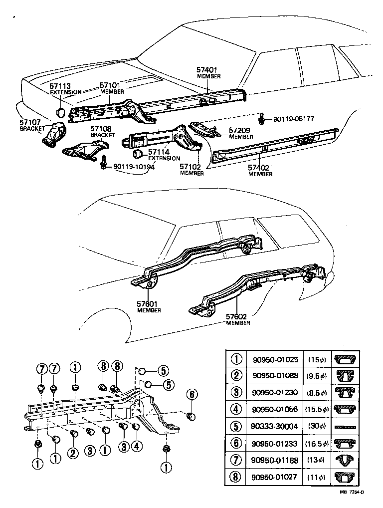 57041-14050 MEMBER SUB-ASSY, CENTER FLOOR SIDE, RH product image
