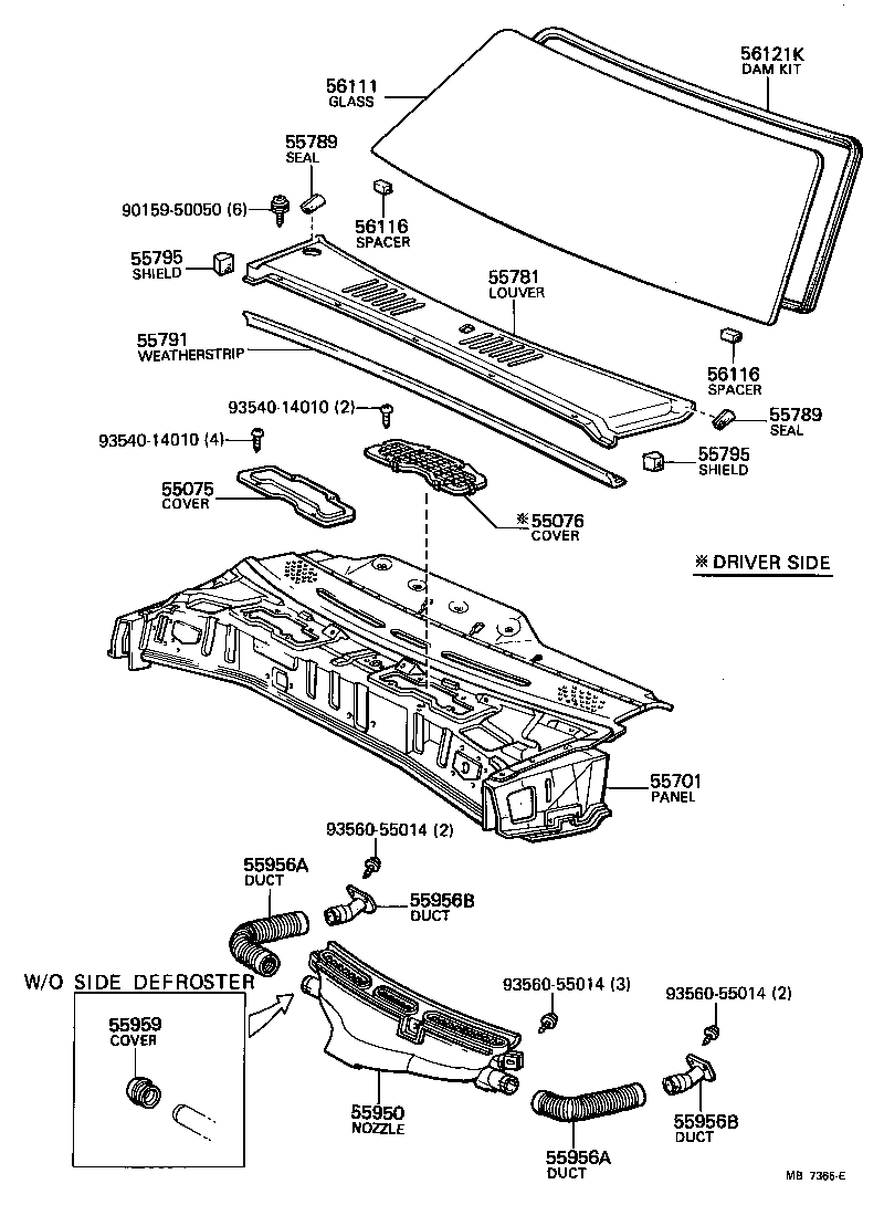53383-14040 WEATHERSTRIP, HOOD TO COWL TOP product image
