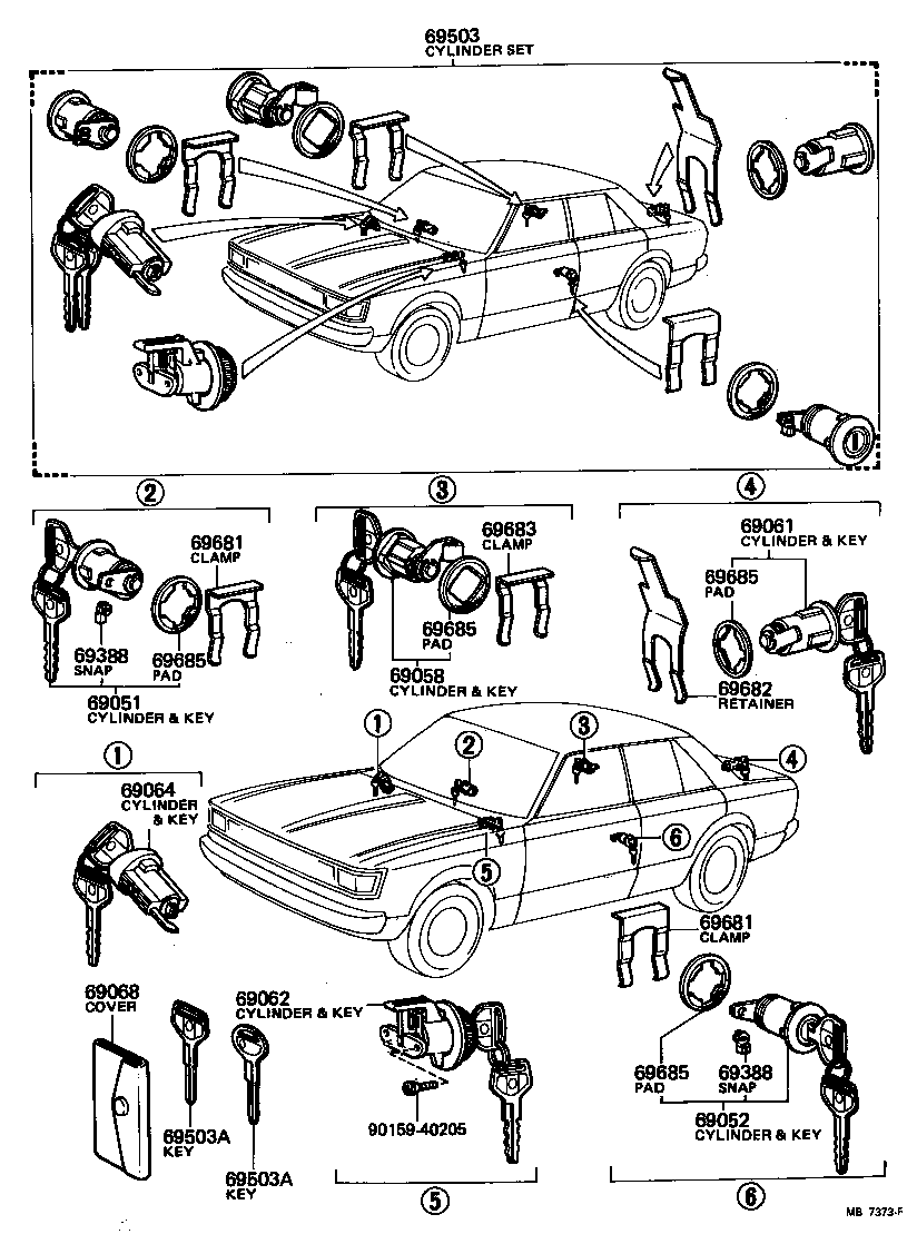69005-19185 CYLINDER SET, LOCK product image