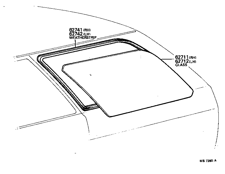 62711-15030 GLASS, QUARTER WINDOW, RH product image