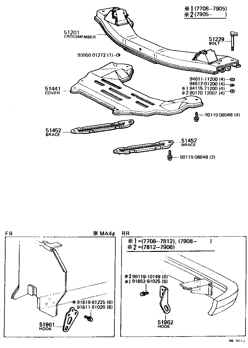 Toyota 51968-14070 HOOK, NO.2