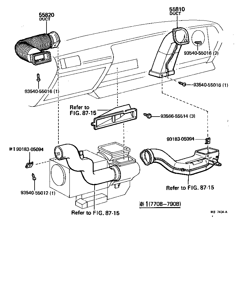 55086-14070 DUCT ASSY, SIDE VENTILATOR, LH product image