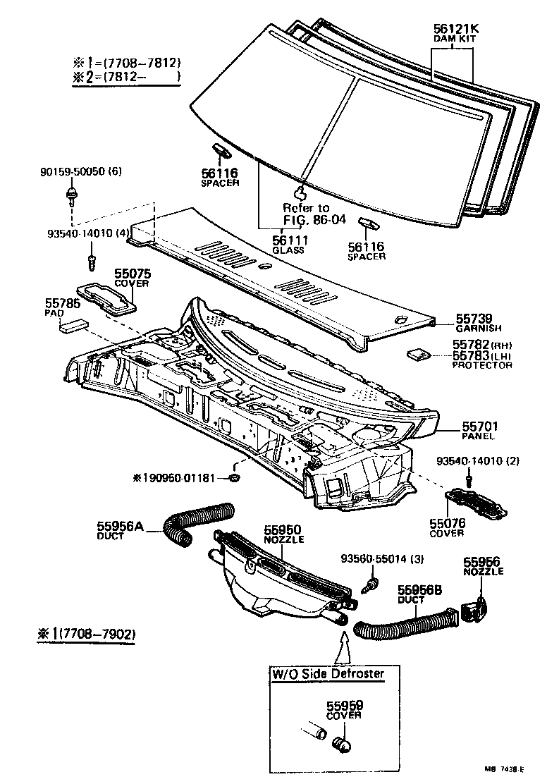 Toyota 55785-14020 PAD, COWL OUTER PANEL, NO.2