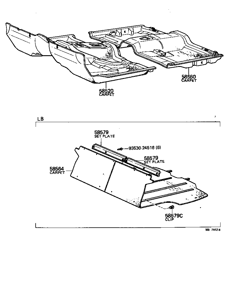 90467-07005-01 CLIP, REAR FLOOR CARPET SET product image