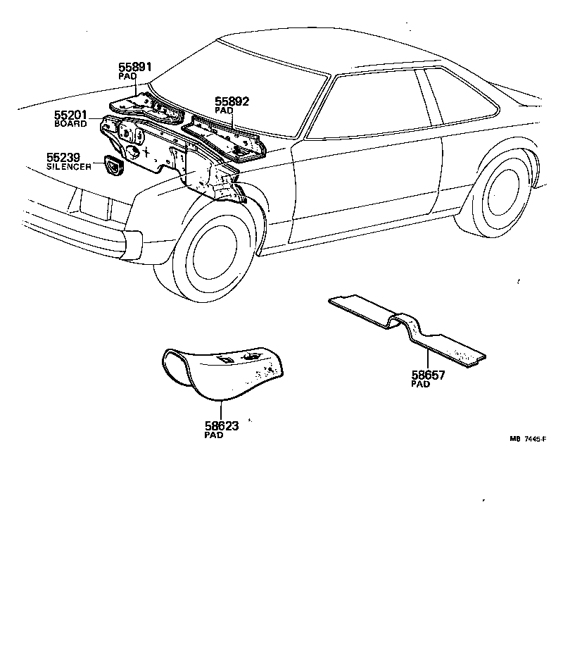 55784-14031 PAD, COWL TOP SILENCER, INNER LH product image