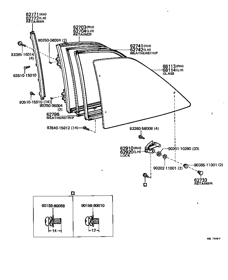 Toyota 62741-14040 WEATHERSTRIP, QUARTER WINDOW, RH