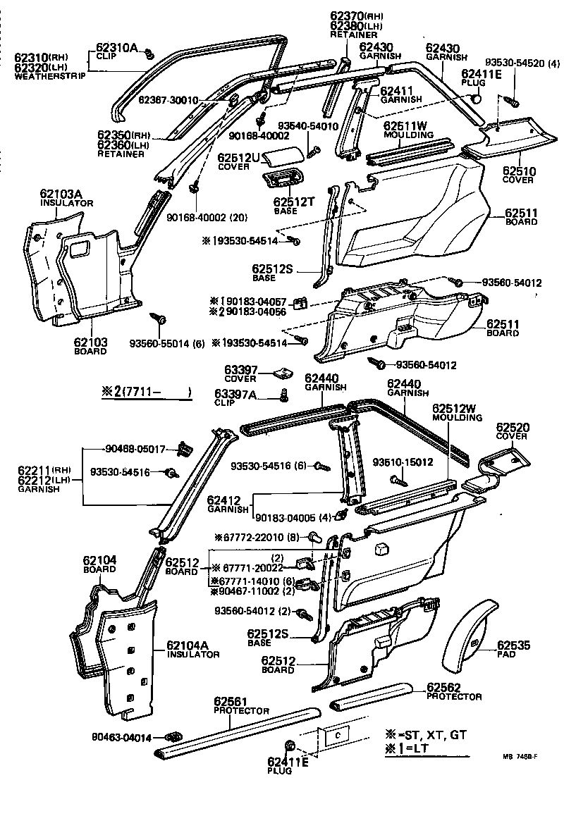 62372-14040 RETAINER ASSY, ROOF SIDE RAIL WEATHERSTRIP, LH product image