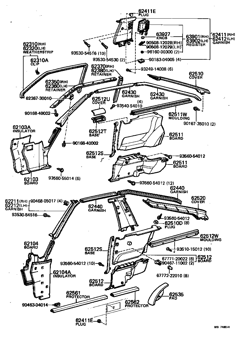 62372-14040 RETAINER ASSY, ROOF SIDE RAIL WEATHERSTRIP, LH product image