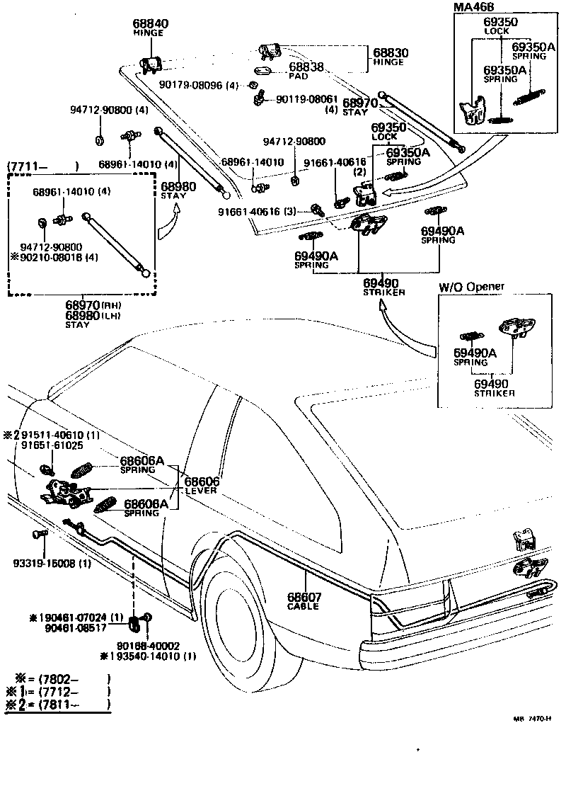 Toyota 64606-20030 LEVER SUB-ASSY, BACK DOOR LOCK OPEN