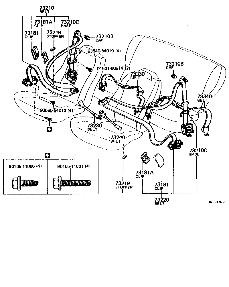 Toyota 73220-14071 BELT ASSY, FRONT SEAT OUTER, LH