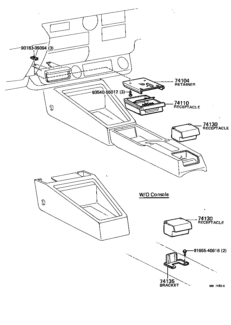 74141-14010 RETAINER, REAR ASH RECEPTACLE, INNER product image