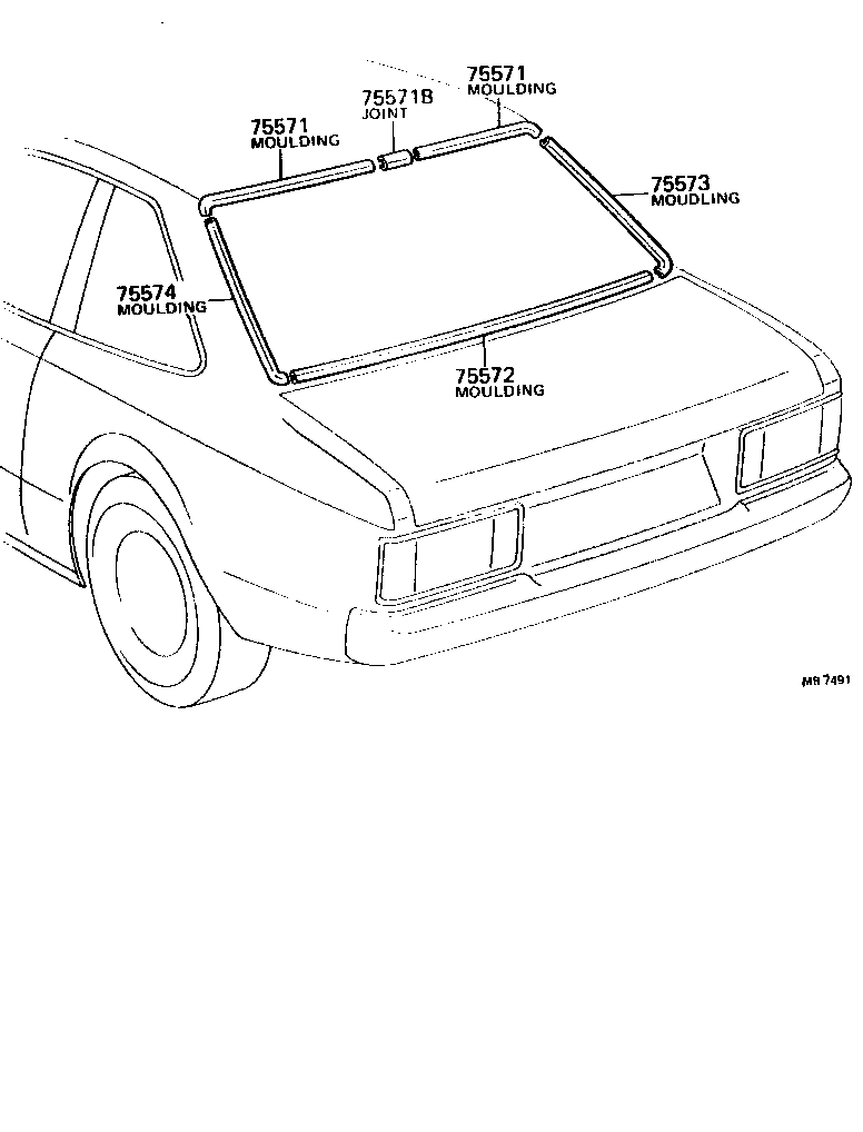 75581-14080 MOULDING, BACK WINDOW CORNER, UPPER RH product image