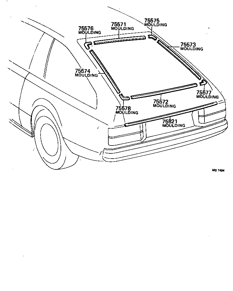 75813-14060 MOULDING, LUGGAGE COMPARTMENT DOOR BACK product image