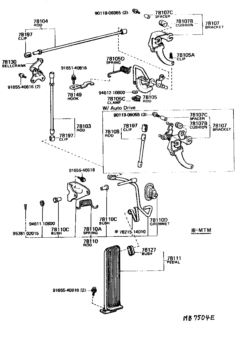 Toyota 78104-14150 ROD SUB-ASSY, ACCELERATOR CONNECTING, NO.2