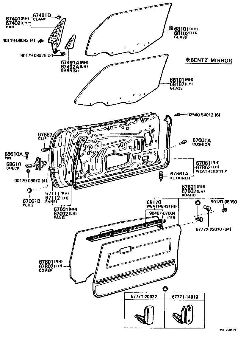 Toyota 67610-1B290 BOARD SUB-ASSY, FRONT DOOR TRIM, RH