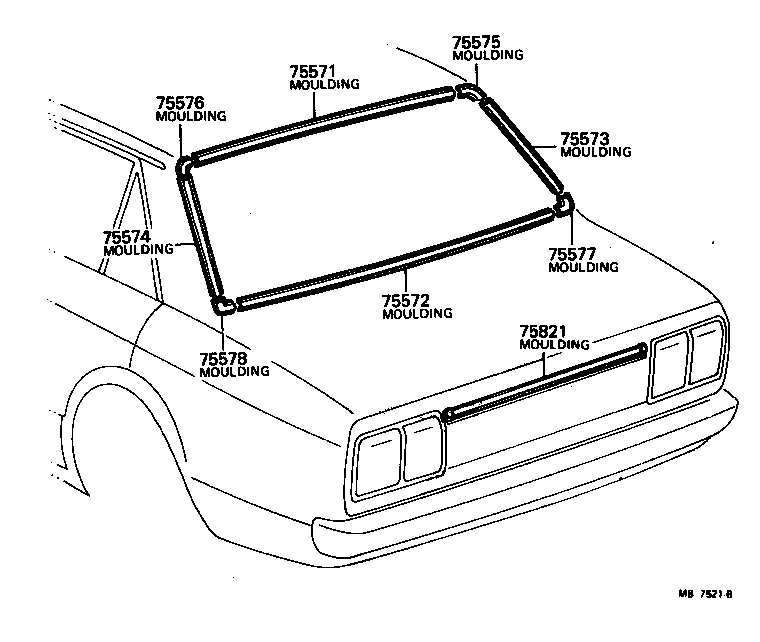 75575-15010 MOULDING, BACK WINDOW, LOWER product image