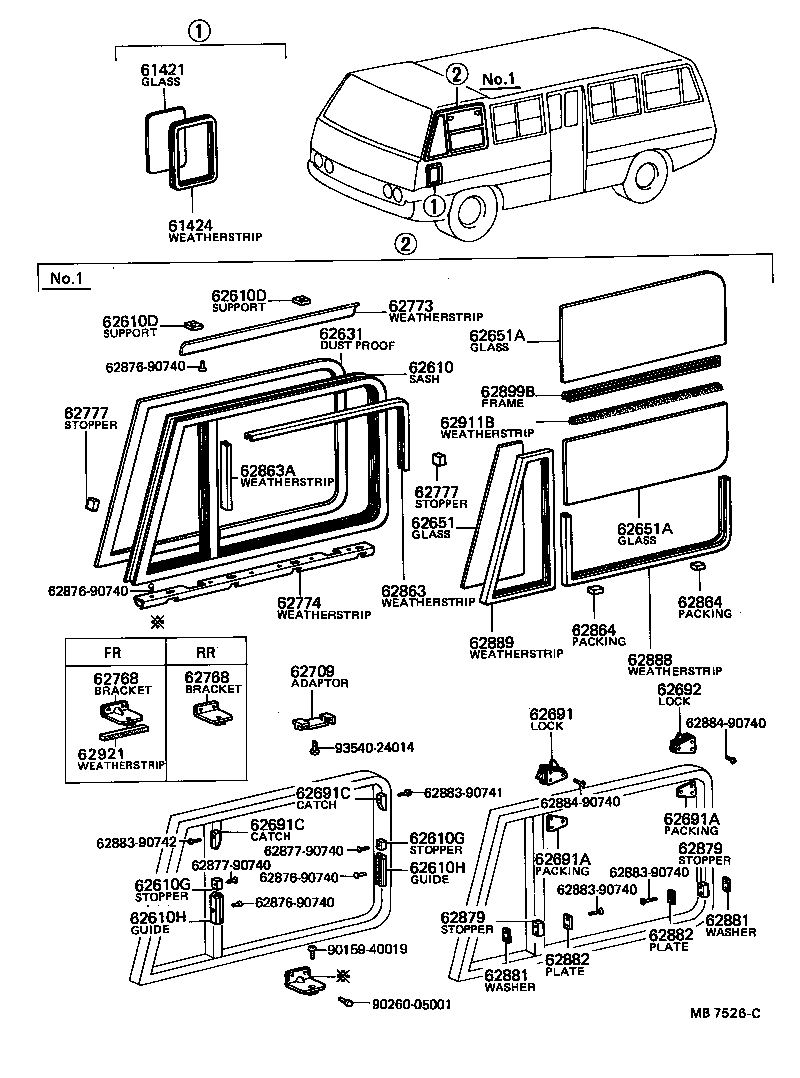 62018-90741 SASH ASSY, SIDE WINDOW OUTER, NO.1 (FOR SLIDE TYPE) product image