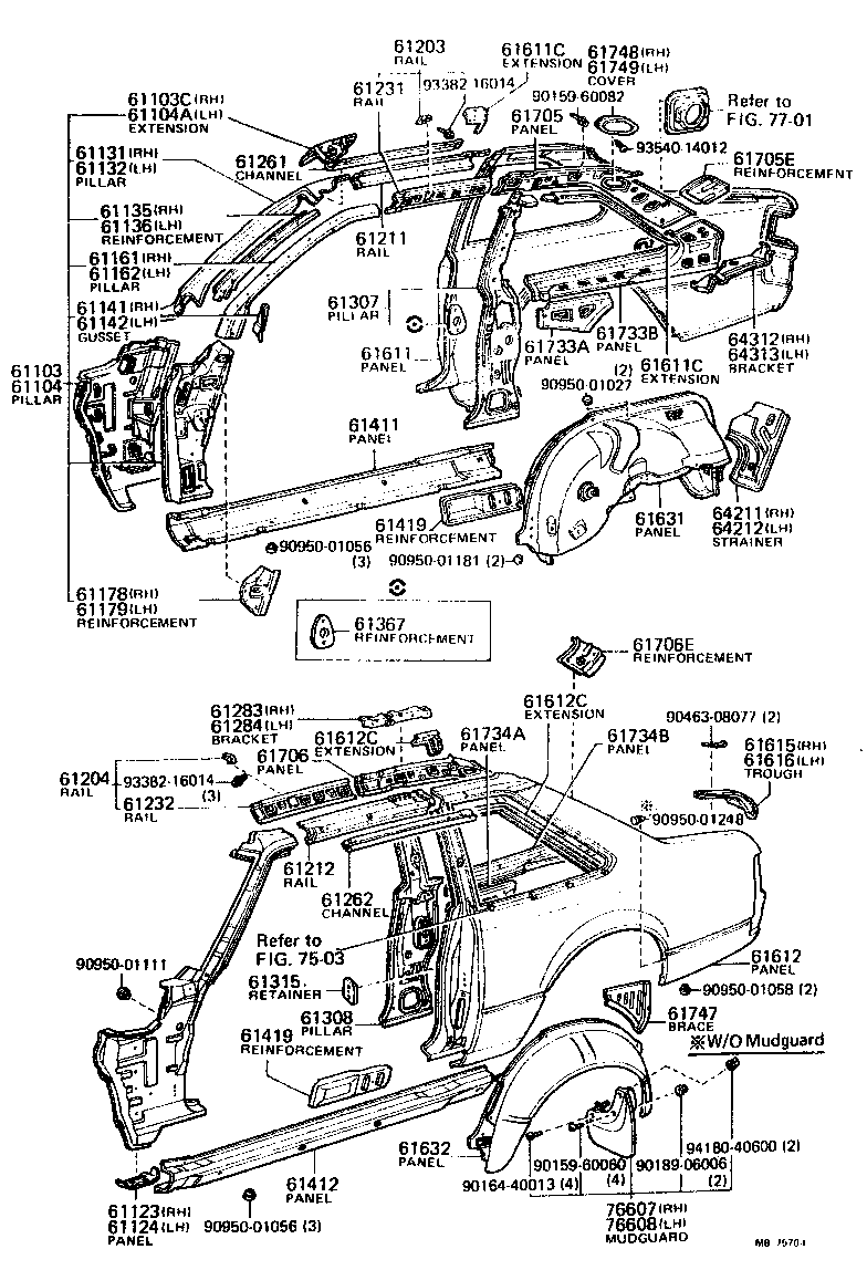 Toyota 61284-14010 BRACKET, SLIDING ROOF HOUSING MOUNTING, NO.3 LH
