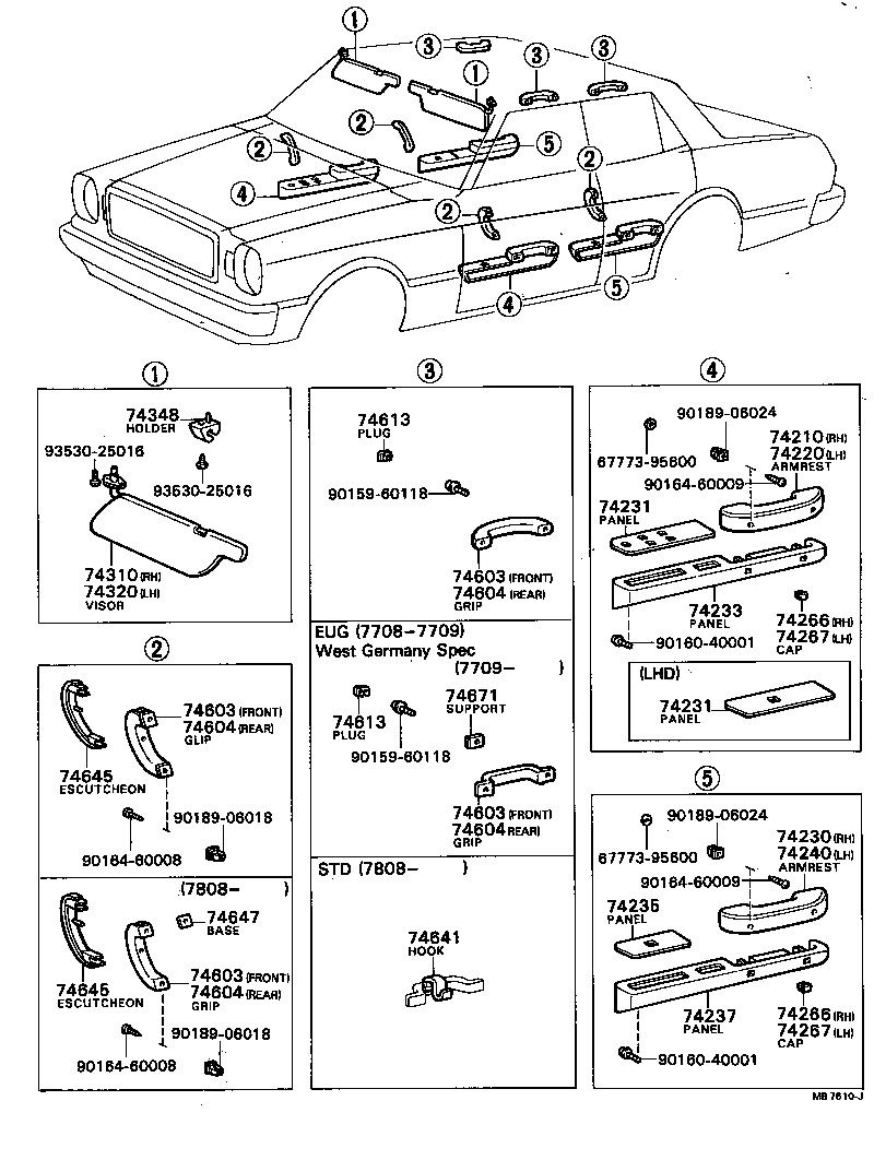 74201-22010 PANEL, FRONT ARMREST BASE, UPPER RH product image