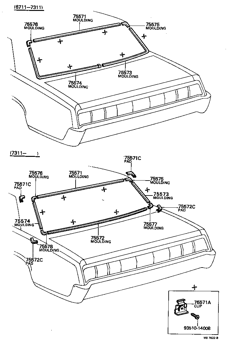 75573-91402 MOULDING, BACK WINDOW, OUTSIDE UPPER product image
