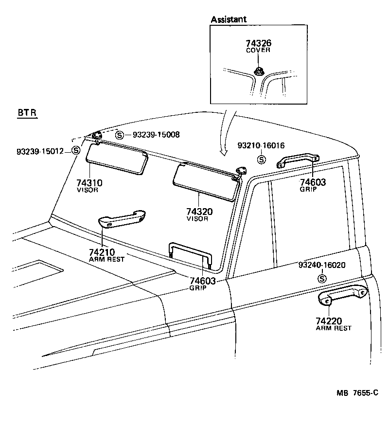 55610-95212 GRIP SUB-ASSY, ASSIST, FRONT product image