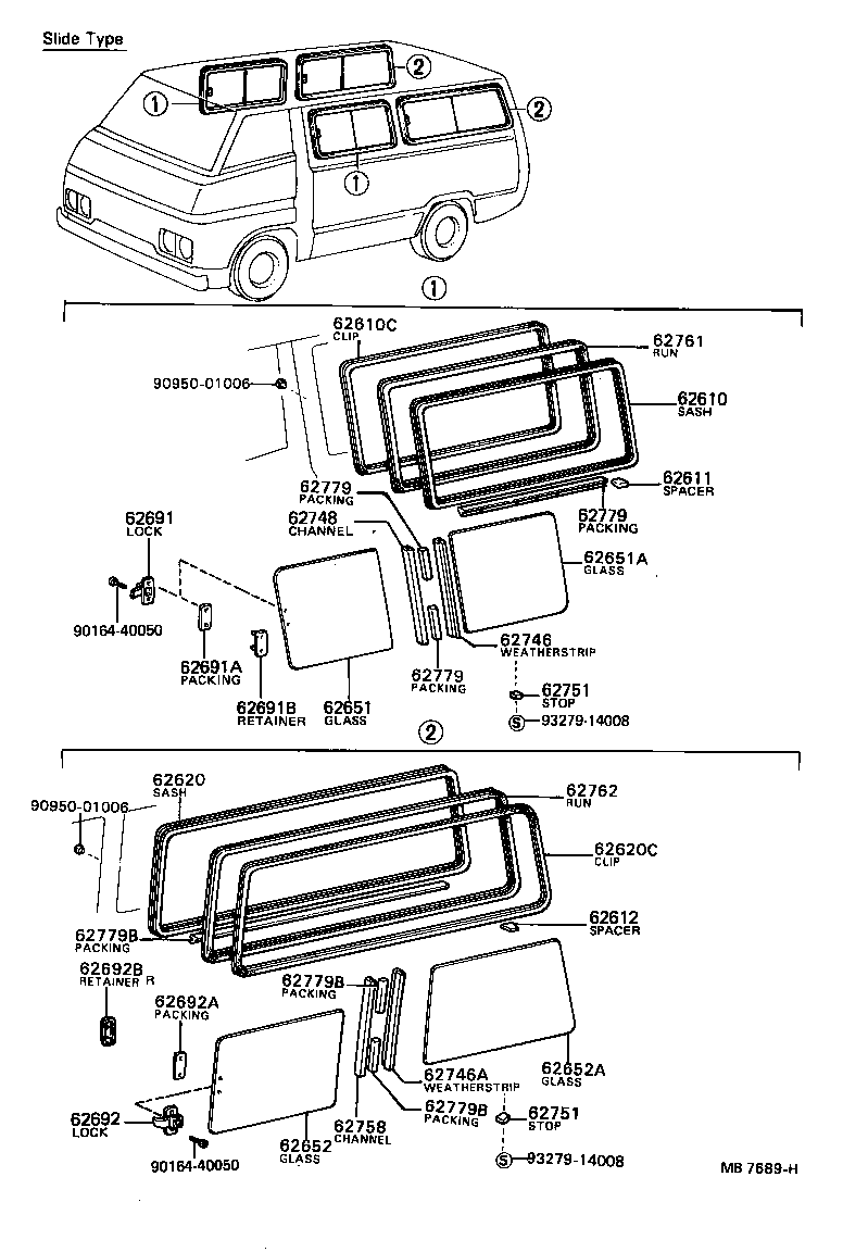 62776-95A08 CLIP, SIDE WINDOW OUTER SASH, NO.1 (FOR SLIDE TYPE) product image