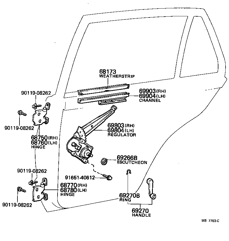 69975-22020 WEATHERSTRIP, REAR DOOR GLASS CHANNEL product image