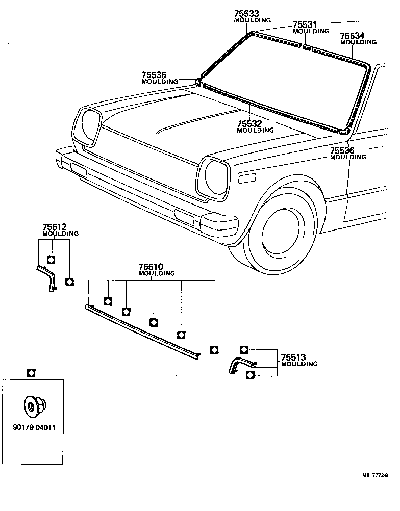 75512-19035 MOULDING SUB-ASSY, RADIATOR GRILLE OPENING, LOWER product image