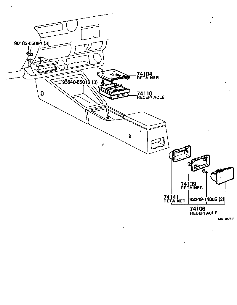 74141-14010 RETAINER, REAR ASH RECEPTACLE, INNER product image