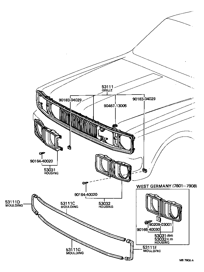 53121-14070 MOULDING, RADIATOR GRILLE, UPPER product image