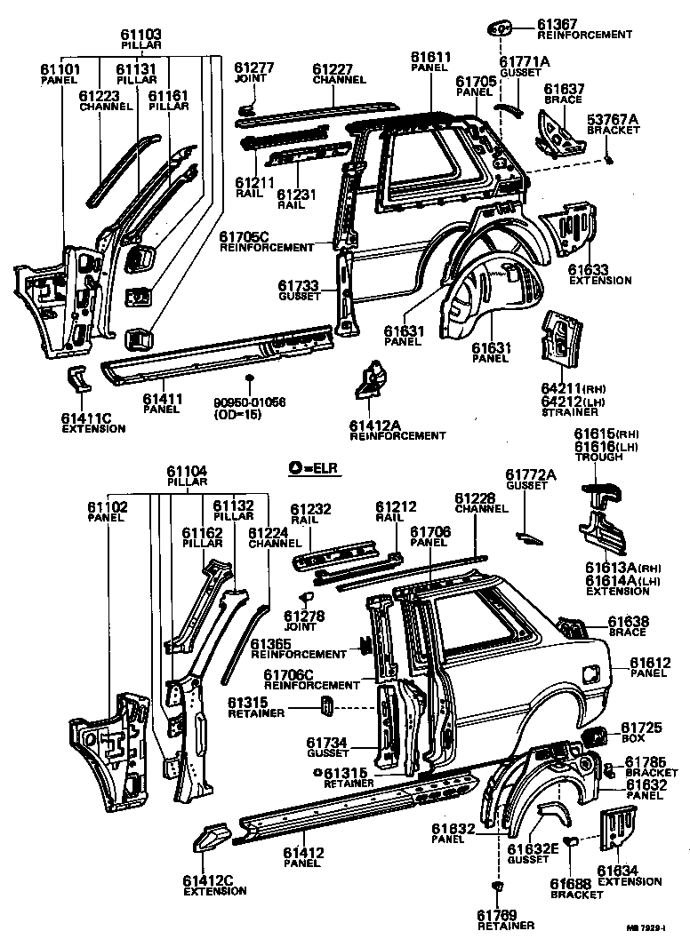 61341-16010 PILLAR, CENTER BODY, INNER UPPER RH product image