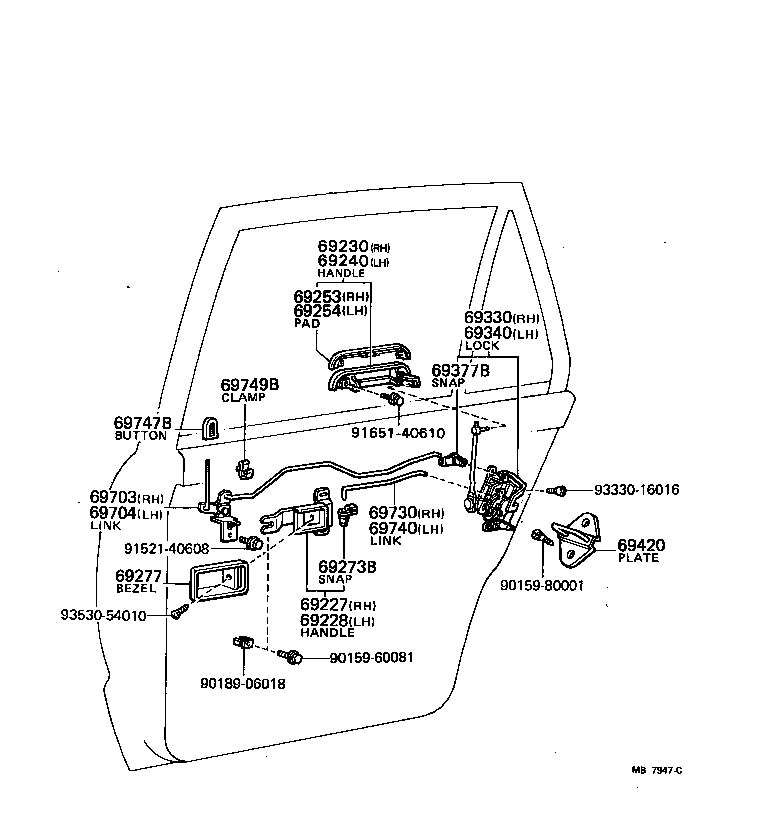 Toyota 69340-16010 LOCK ASSY, REAR DOOR, LH