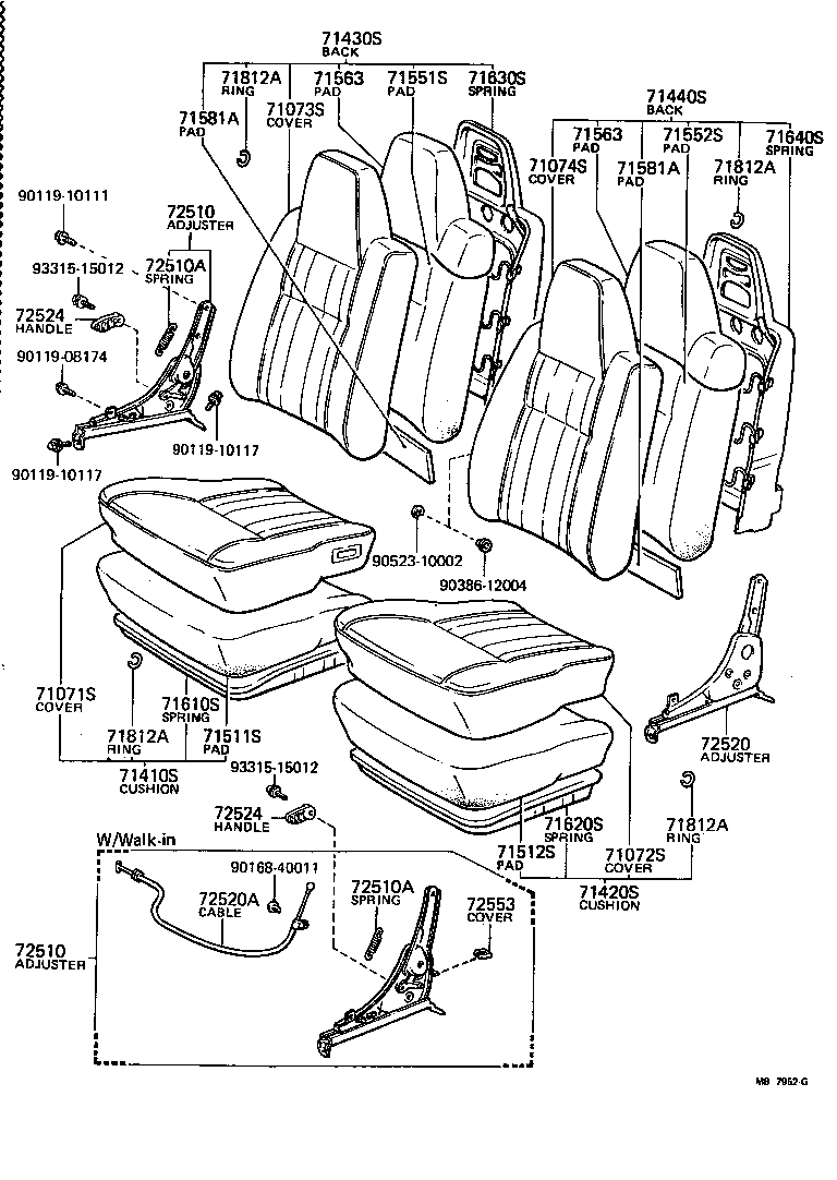 Toyota 71073-16111-04 COVER, FRONT SEAT BACK, RH(FOR SEPARATE TYPE)