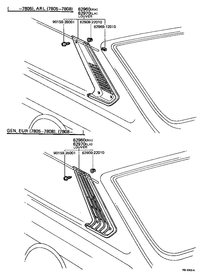 62906-19155 LOUVER ASSY, ROOF SIDE VENT, LH product image