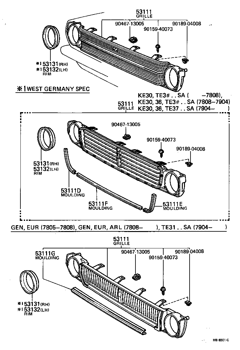 53131-12220 RIM, HEADLAMP, RH product image
