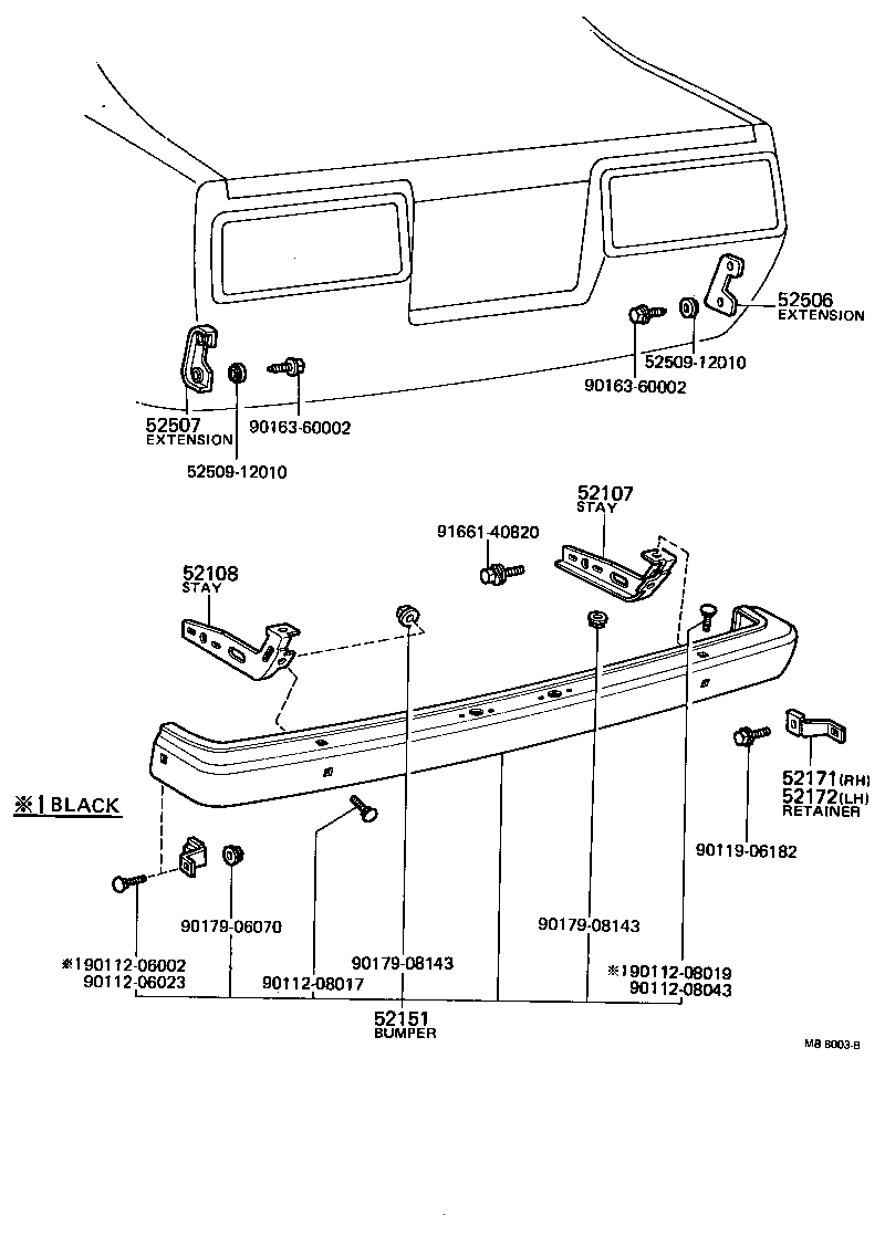 52016-13020 STAY SUB-ASSY, REAR BUMPER, LH product image