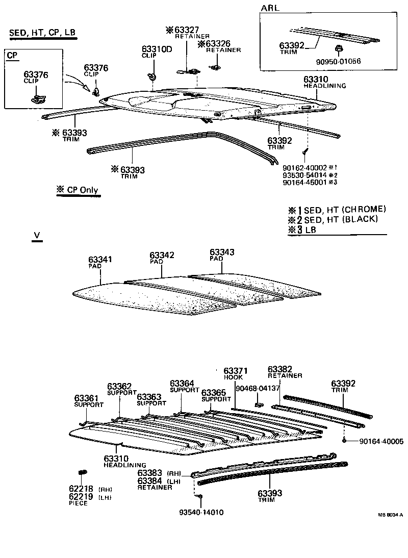 63310-13060 HEADLINING ASSY, ROOF product image